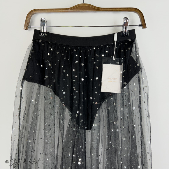 Women's Sheer Mesh Long Maxi Tulle Festival Rave Whimsigoth Fairy Skirt Medium - Picture 4 of 6